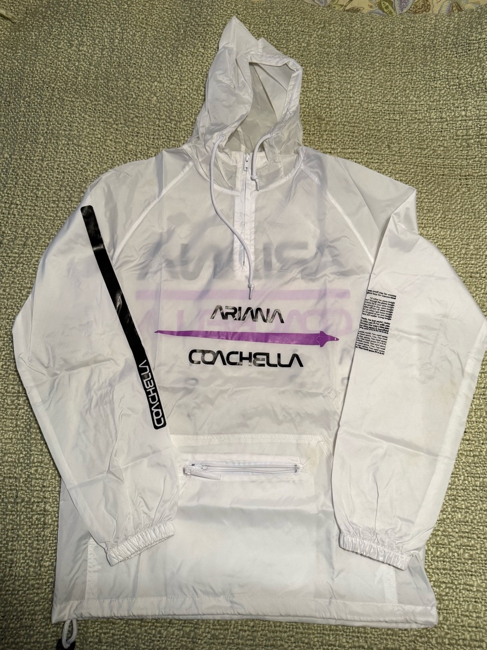 Ariana Grande White and Purple Coachella Windbreaker Hoodie